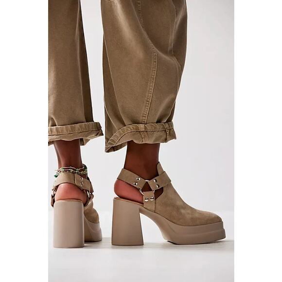 ree People Hybrid Harness Suede Platform Booties in Grey Diamond Size 6.5 - Picture 4 of 12